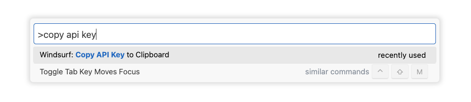 Copy Windsurf API key